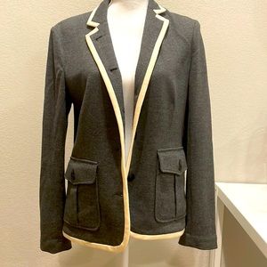 Rag & Bone Uni contrast piping soft grey blazer